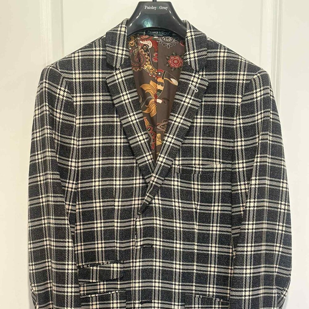 Dover Notch Jacket - slim - Black Wht Silver Check